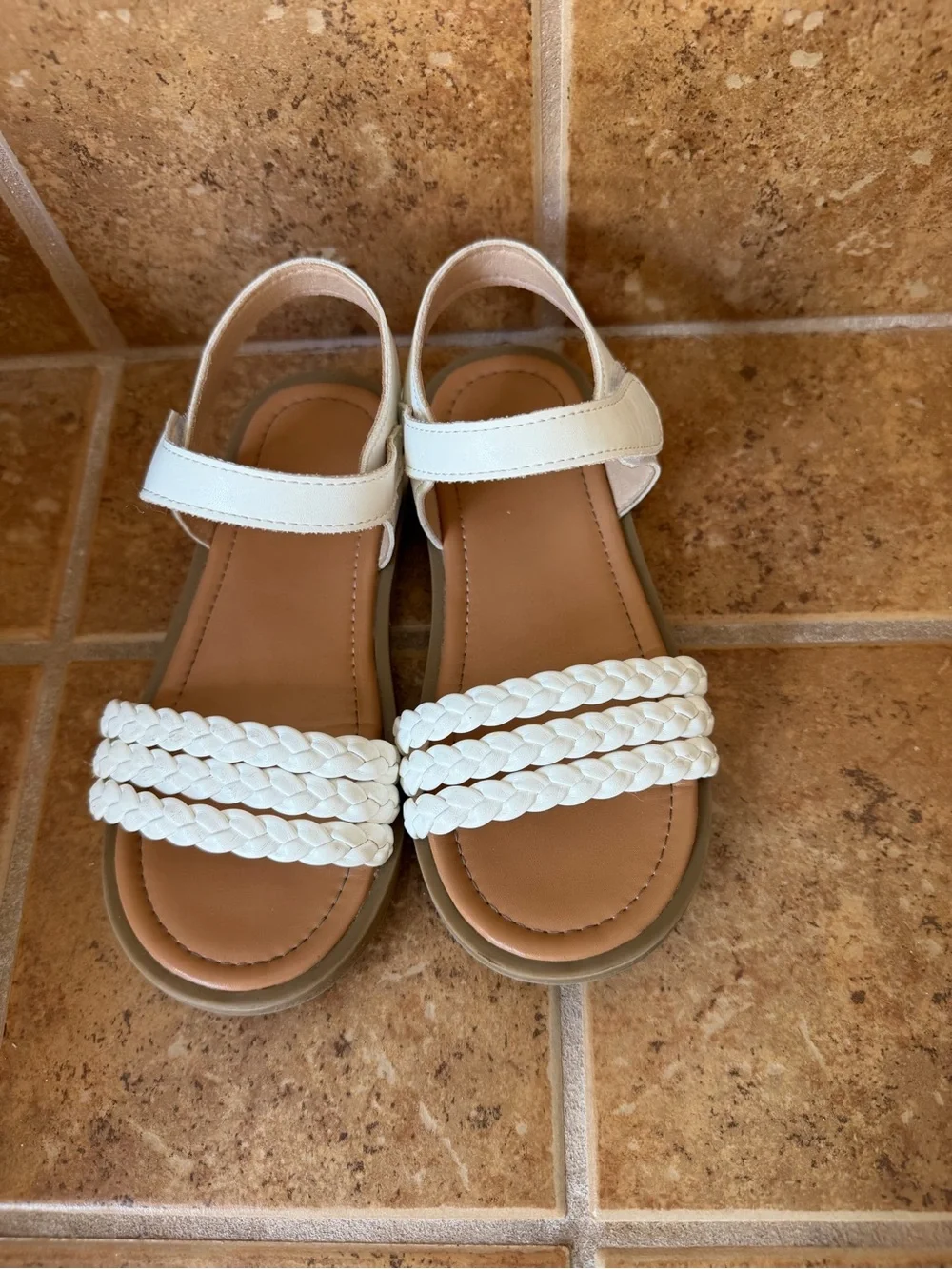 Girl’s White Braided Strap Sandals